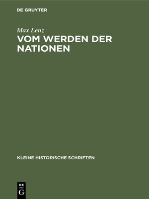 cover image of Vom Werden der Nationen